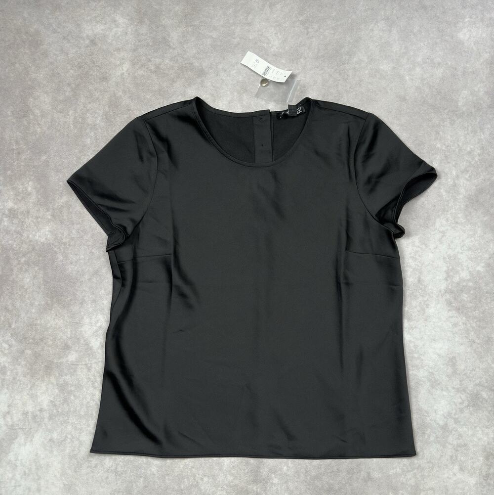 J.Crew Black Everyday Crepe Button Back Blouse Short Sleeve Womens Sz S NWT